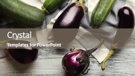  Presentation with napkin - Theme enhanced with brinjal - fresh eggplants and zucchini background and a gray colored foreground