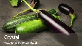  Presentation with solid gray - Slide deck consisting of brinjal - fresh eggplants and zucchini background and a gray colored foreground