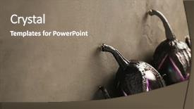  Presentation with cracked concrete vintage wall - Audience pleasing theme consisting of brinjal - fresh eggplants on gray concrete backdrop and a coral colored foreground