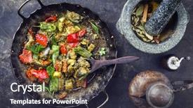  Presentation with curry - Slide set featuring brinjal - indian vegetable curry fry background and a wine colored foreground