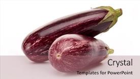  Presentation with graffiti - Colorful PPT theme enhanced with brinjal - two fresh graffiti eggplants aubergine backdrop and a coral colored foreground