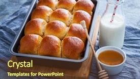  Presentation with soy milk drink and tofu - Audience pleasing PPT theme consisting of brioche buns with honey backdrop and a  colored foreground
