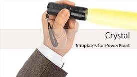  Presentation with background - Colorful slide deck enhanced with briquettes - flashlight in hand isolated backdrop and a  colored foreground