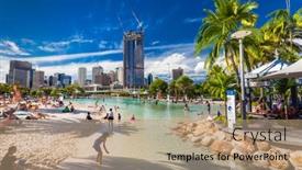  Presentation with south beach - PPT theme enhanced with brisbane-aus-april-17-2016 background and a coral colored foreground
