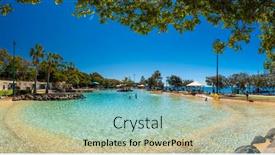  Presentation with 2018 beach - Beautiful presentation theme featuring brisbane-aus-sept-09-2018 backdrop and a seafoam green colored foreground