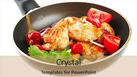  Presentation with chicken little chicks - PPT layouts enhanced with brisket slices on a pan background and a yellow colored foreground