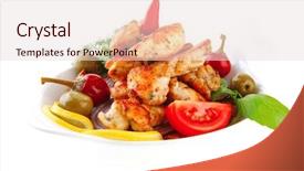  Presentation with chicken poultry farm white layer - PPT layouts consisting of brisket with vegetables on white background and a  colored foreground