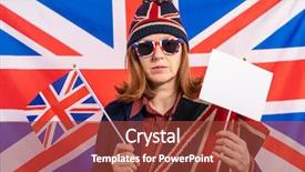 Presentation with brexit - Colorful PPT theme enhanced with britain exit - british redhead woman with uk backdrop and a red colored foreground