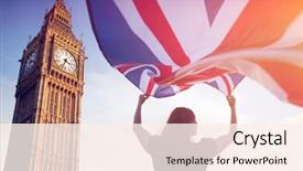  Presentation with brexit - Beautiful PPT layouts featuring britain exit - young woman waving uk flag backdrop and a cream colored foreground