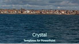  Presentation with word gone fishing - PPT theme featuring britain industrial - anstruther fishing village background and a ocean colored foreground