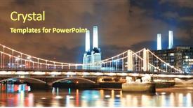  Presentation with solar battery power - Colorful PPT layouts enhanced with britain industrial - battersea power station panorama backdrop and a tawny brown colored foreground