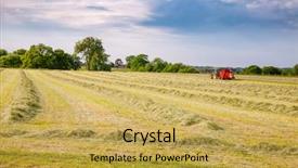  Presentation with tractor - Cool new presentation theme with britain industrial - english rural landscape with tractor backdrop and a yellow colored foreground