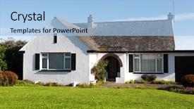  Presentation with white house - PPT layouts with britain industrial - white english house background and a light blue colored foreground