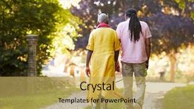  Presentation with pet - PPT layouts with british american - rear view of senior couple background and a yellow colored foreground