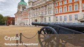  Presentation with old london - Audience pleasing theme consisting of british army - military trophy -turkish cannon captured backdrop and a coral colored foreground