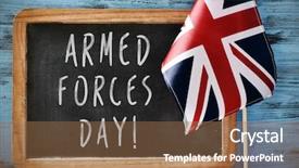  Presentation with rustic chalkboard - Theme having british army - text armed forces day written background and a coral colored foreground