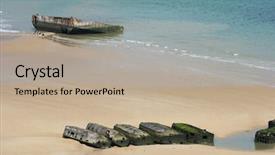  Presentation with war france - Presentation featuring british army - view on mulberry harbour background and a mint green colored foreground