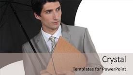  Presentation with umbrella - Presentation enhanced with british business plan - businessman holding an umbrella background and a  colored foreground
