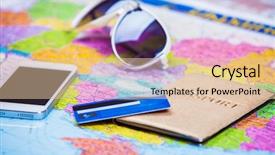  Presentation with business travel - Presentation design enhanced with british business plan - objects for travel isolated background and a lemonade colored foreground