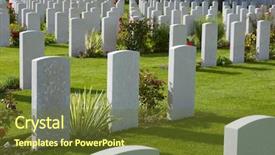  Presentation with cemetery - Colorful PPT theme enhanced with british cemetery in bayeux normandy backdrop and a tawny brown colored foreground