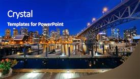  Presentation with mackinac bridge - Colorful presentation theme enhanced with british columbia - vancouver false creek at night backdrop and a royal blue colored foreground