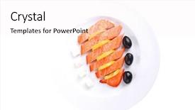  Presentation with pink himalayan salt himalayan salt - Presentation design consisting of british cuisine - fresh roast wild pink salmon background and a white colored foreground