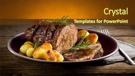  Presentation with veal - Audience pleasing PPT layouts consisting of british cuisine - roast of veal with potatoes backdrop and a tawny brown colored foreground