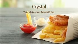  Presentation with british - Slide deck featuring british cuisine - tasty fried fish and chips background and a soft green colored foreground