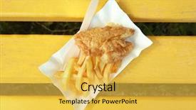  Presentation with fish and chips - Audience pleasing slide deck consisting of british cuisine - tasty fried fish and chips backdrop and a  colored foreground