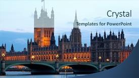  Presentation with parliament westminster london england - PPT theme consisting of british culture - victoria tower at house background and a cool aqua colored foreground