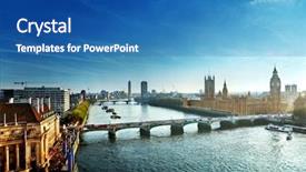  Presentation with westminster - Beautiful presentation featuring british culture - westminster aerial view london uk backdrop and a ocean colored foreground