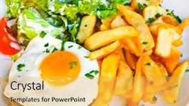  Presentation with english food - Presentation design consisting of british food - egg and fries - classical background and a yellow colored foreground