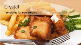  Presentation with fish and chips - Beautiful theme featuring british food - fish and chips backdrop and a yellow colored foreground
