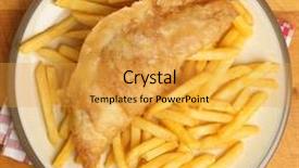  Presentation with fish - Presentation theme having british food - fish chips crispy cod background and a gold colored foreground