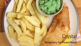  Presentation with fish - Amazing theme having british food - fried cod fish chips backdrop and a yellow colored foreground