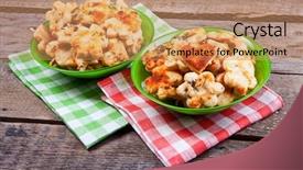  Presentation with cookies - Audience pleasing theme consisting of british food - homemade cookies with cheese backdrop and a  colored foreground