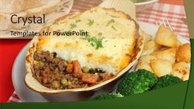  Presentation with individual disability - Cool new PPT theme with british food - individual shepherds pie with broccoli backdrop and a yellow colored foreground