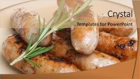  Presentation with sausages - Audience pleasing slides consisting of british food - pork sausages barbecued to perfection backdrop and a coral colored foreground