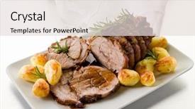  Presentation with veal - Beautiful PPT layouts featuring british food - roast of veal with potatoes backdrop and a lemonade colored foreground