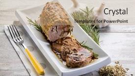  Presentation with seed - PPT theme with british food - roast with fennel seed background and a coral colored foreground