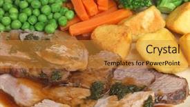  Presentation with 7 bone roast - Presentation design consisting of british food - sunday roast lamb dinner background and a gold colored foreground