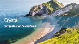  Presentation with holiday destination - Cool new slide deck with british heritage - beautiful hidden beach backdrop and a teal colored foreground