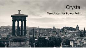  Presentation with united kingdom - Presentation featuring british heritage - edinburgh city skyline panorama viewed background and a light gray colored foreground