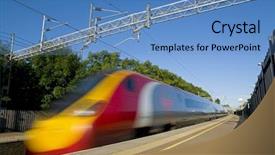  Presentation with british - Audience pleasing presentation theme consisting of british high speed passenger train backdrop and a teal colored foreground