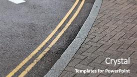  Presentation with tramsmission line - Audience pleasing theme consisting of british isles - double yellow line on street backdrop and a gray colored foreground