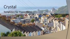  Presentation with british - Slide set featuring british isles - english architecture of fortuneswell town background and a light blue colored foreground