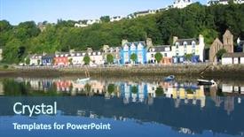  Presentation with scotland - PPT theme featuring british isles - tobermory isle of mull scotland background and a ocean colored foreground