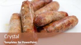  Presentation with white plate - Slides having british-lincolnshire-pork-sausages-cooked background and a red colored foreground