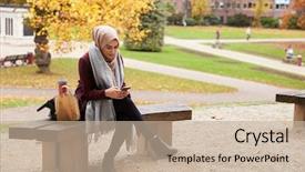  Presentation with woman muslim - Audience pleasing presentation consisting of pakistani culture - british muslim woman texting backdrop and a mint green colored foreground