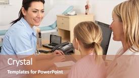  Presentation with mother child - Colorful slide deck enhanced with british nurse talking to young backdrop and a coral colored foreground